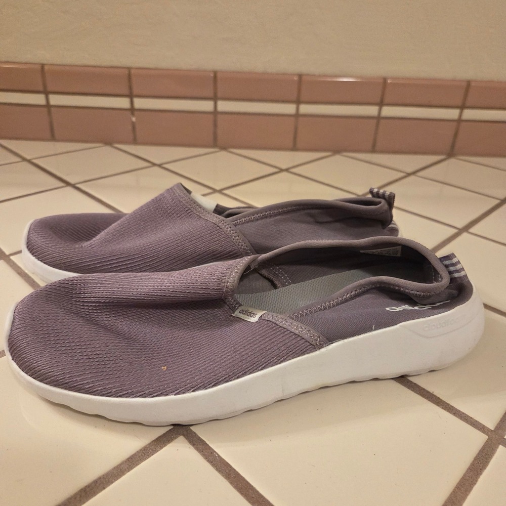 Adidas Cloudfoam Pure Slip On Shoes Womens 9.5 Purple Mesh Sneakers FX3305
